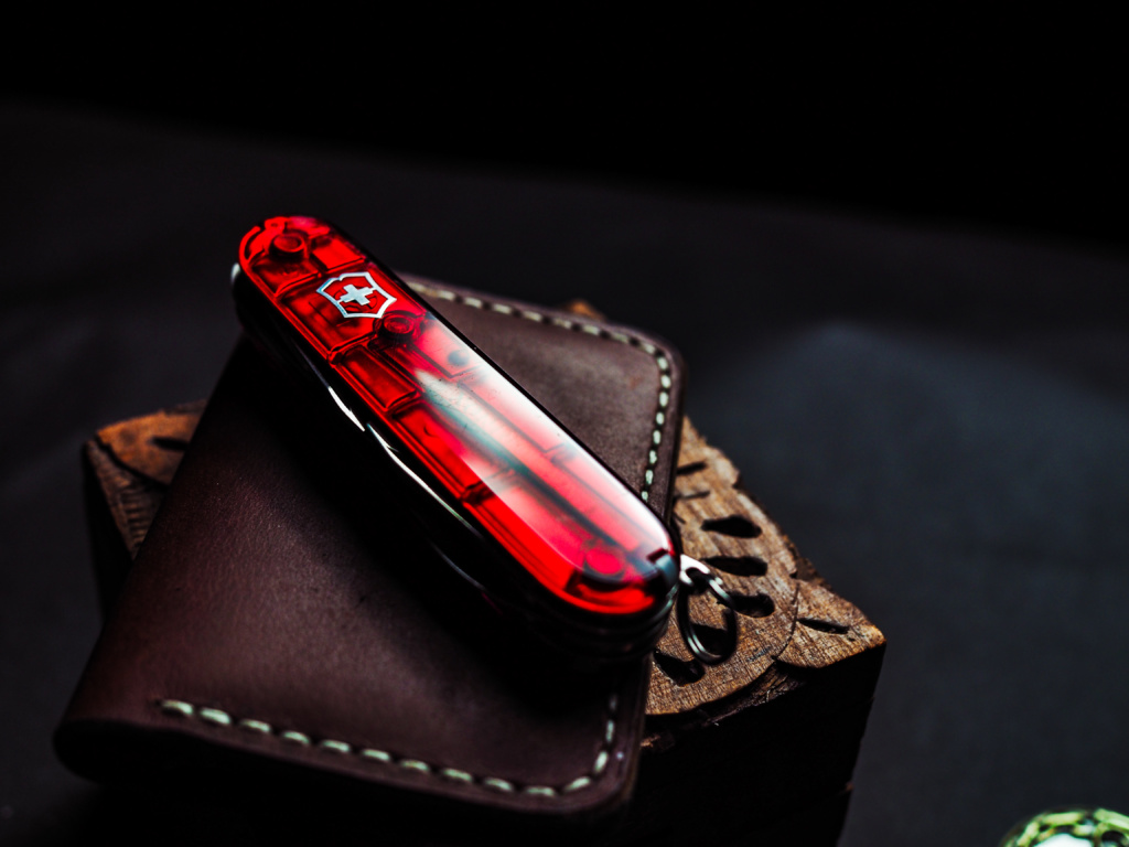 Leather wallet and a Swiss Army Knife